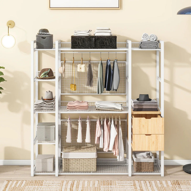 Open Style Wardrobe With Hanging Rails, Shelves And Drawers by Unique Piece Furniture