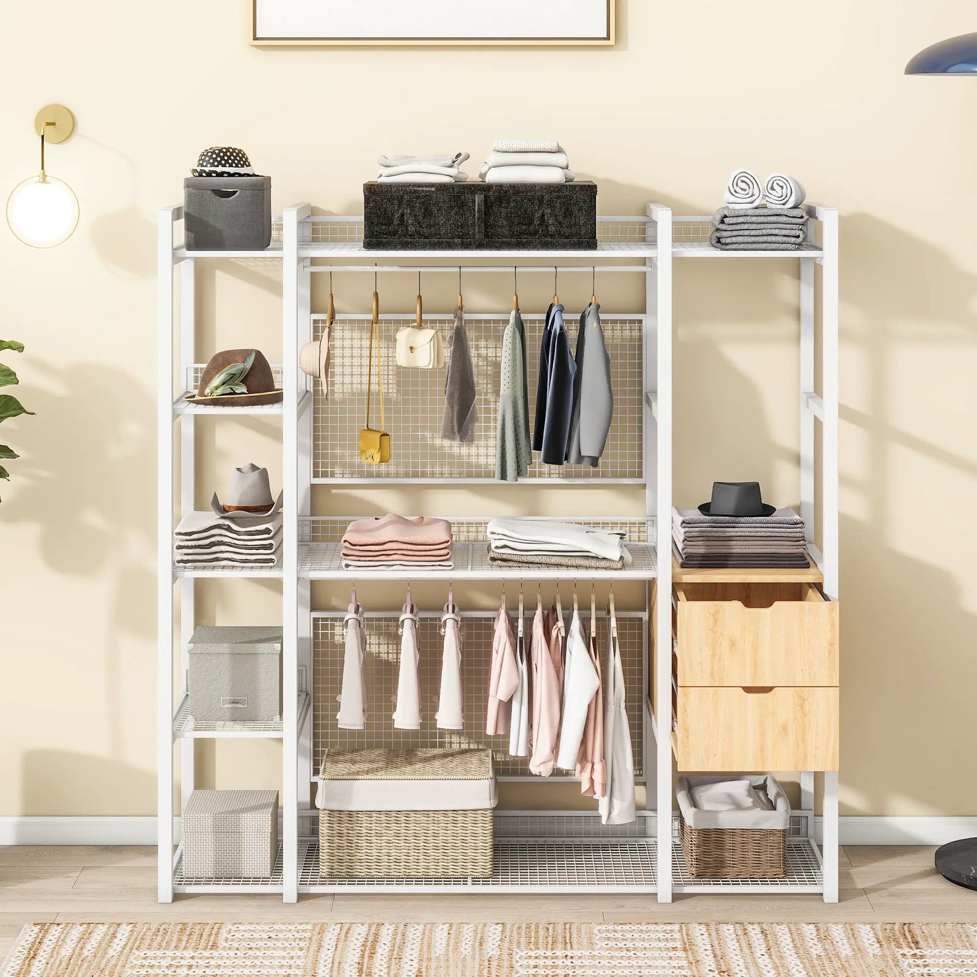 Open Style Wardrobe With Hanging Rails, Shelves And Drawers by HouseOfZazla