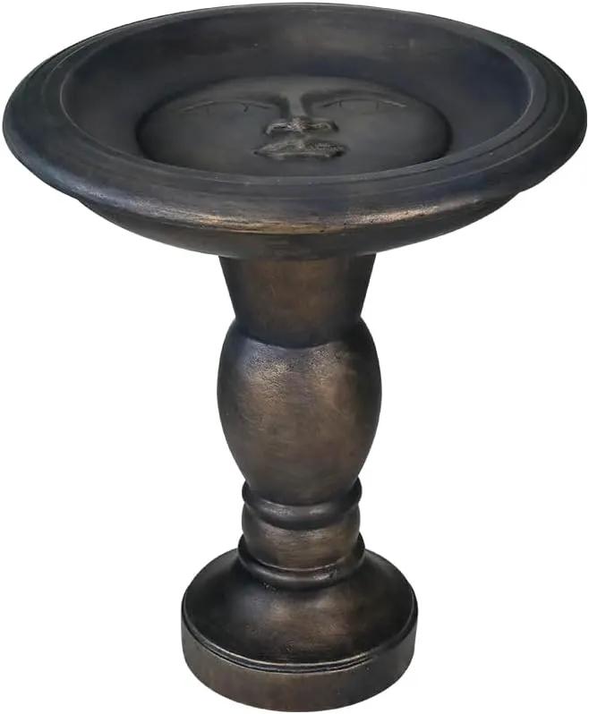 SKYFIRE 22-Inch Fibre Reinforced Concrete Pedestal Floor Fountain and Bird Bath Outdoor Decor for Garden, Patio, Lawn, Backyard - 20”L X 20”W X 22”H Antique Pedestal Birdbath by GreenHaven Gardens