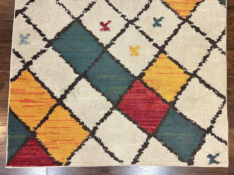 Panel Design Rug 5 x 7.6, Ivory/Beige & Multicolor by Jewel Rugs