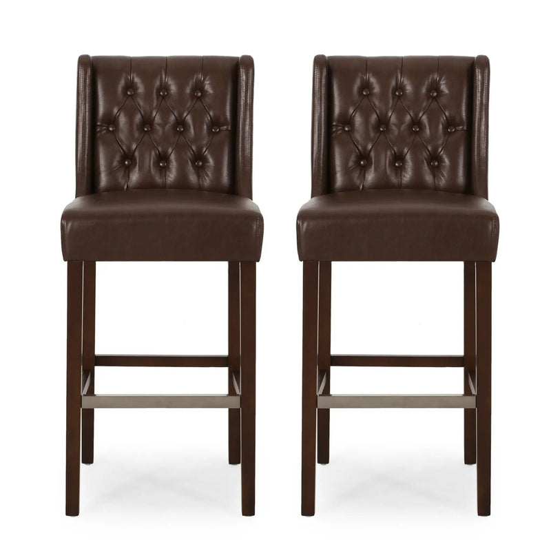 30.5 Inch Seat Height Bar Stool with PU Upholstery and Metal Footrest by HouseOfZazla