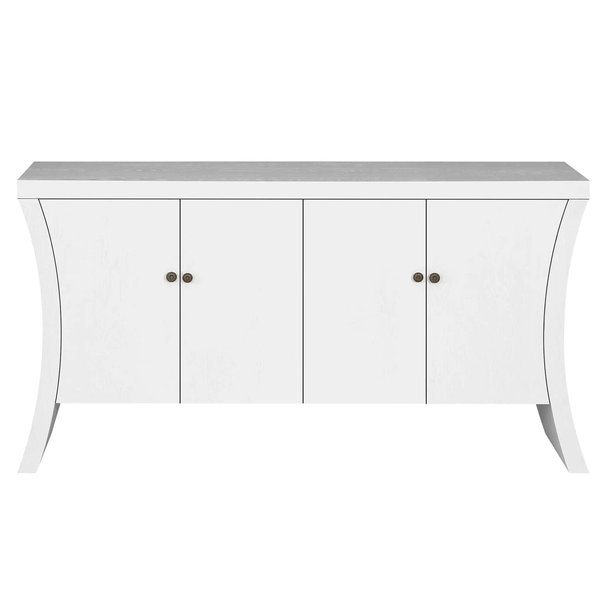 Refined Industrial 4 Door Credenza With Arc Legs & Clasps by Unique Piece Furniture
