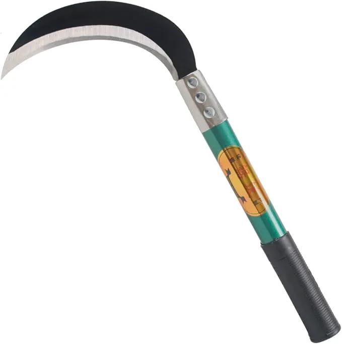 KEYI Weeding Sickle,Steel Grass Sickle,Manganese Steel Blade/Hardwood Handle Hand held Serrated Grass Hook Cutter - Great for Removing Unwanted Vines and Weeds. (13.8 in*6.3 in) by GreenHaven Gardens
