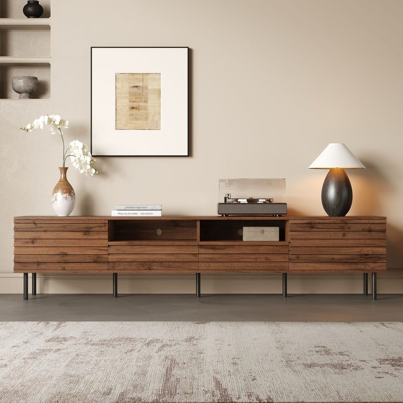 TV Stand For TVs Up To 85" With Closed Storage, Soft Closing Hinges - Walnut by Unique Piece Furniture