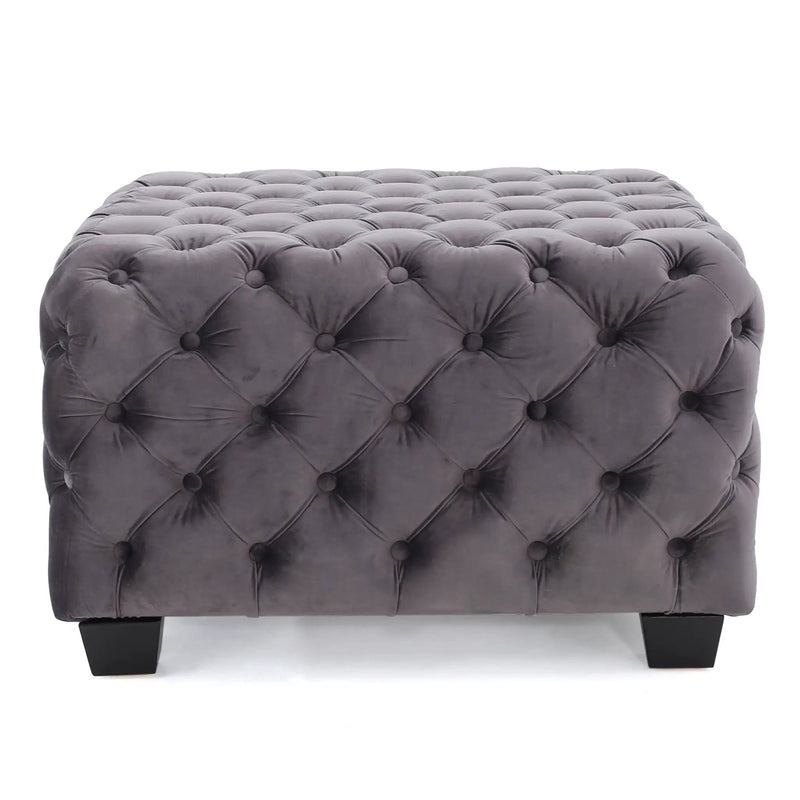 Modern Glam Ottoman with Upholstery and Button Tufted Design by HouseOfZazla