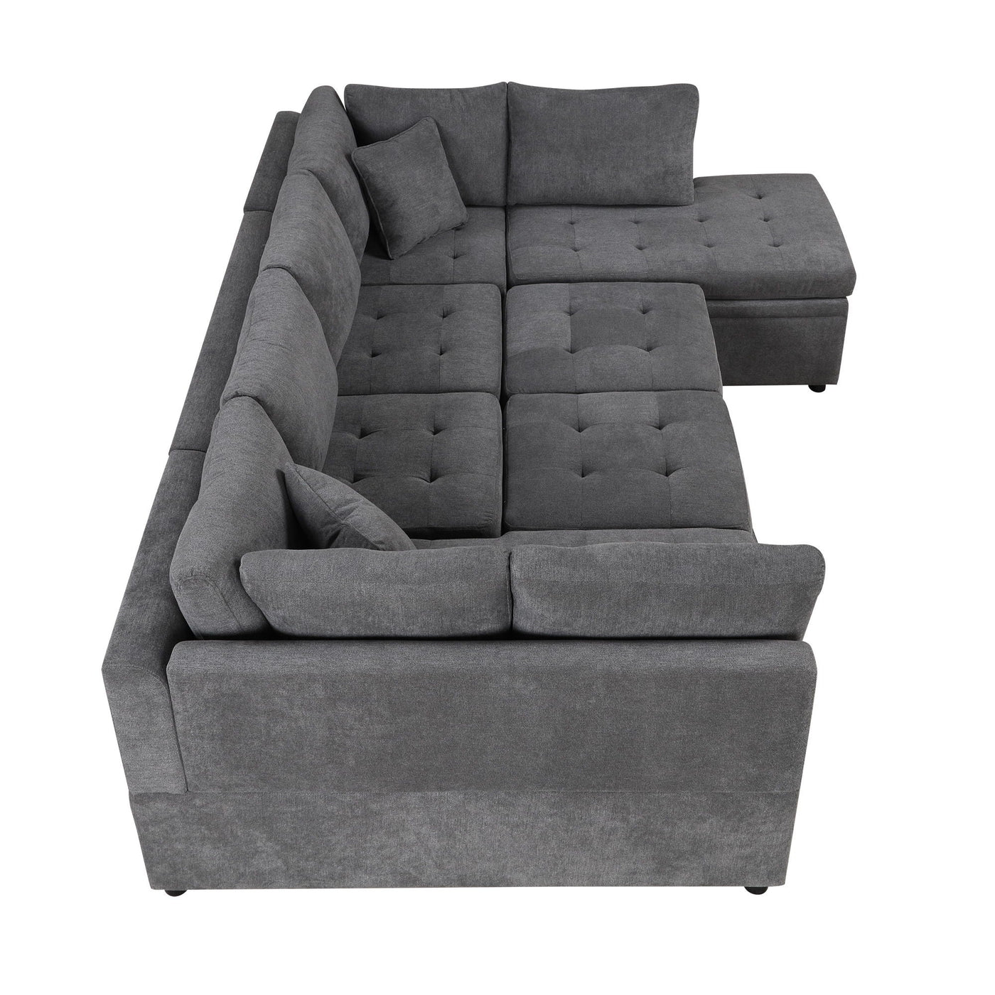 Oversized Sectional Sofa U-Shaped Sofa Couch Pull-Out Sofa Bed With Two Throw Pillows For Living Room by HouseOfZazla
