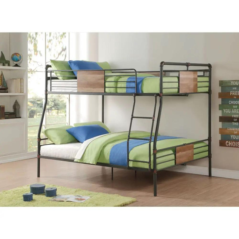 Brantley - Full Long / Queen Bunk Bed - Sandy Black & Dark Bronze Hand-Brushed by Unique Piece Furniture