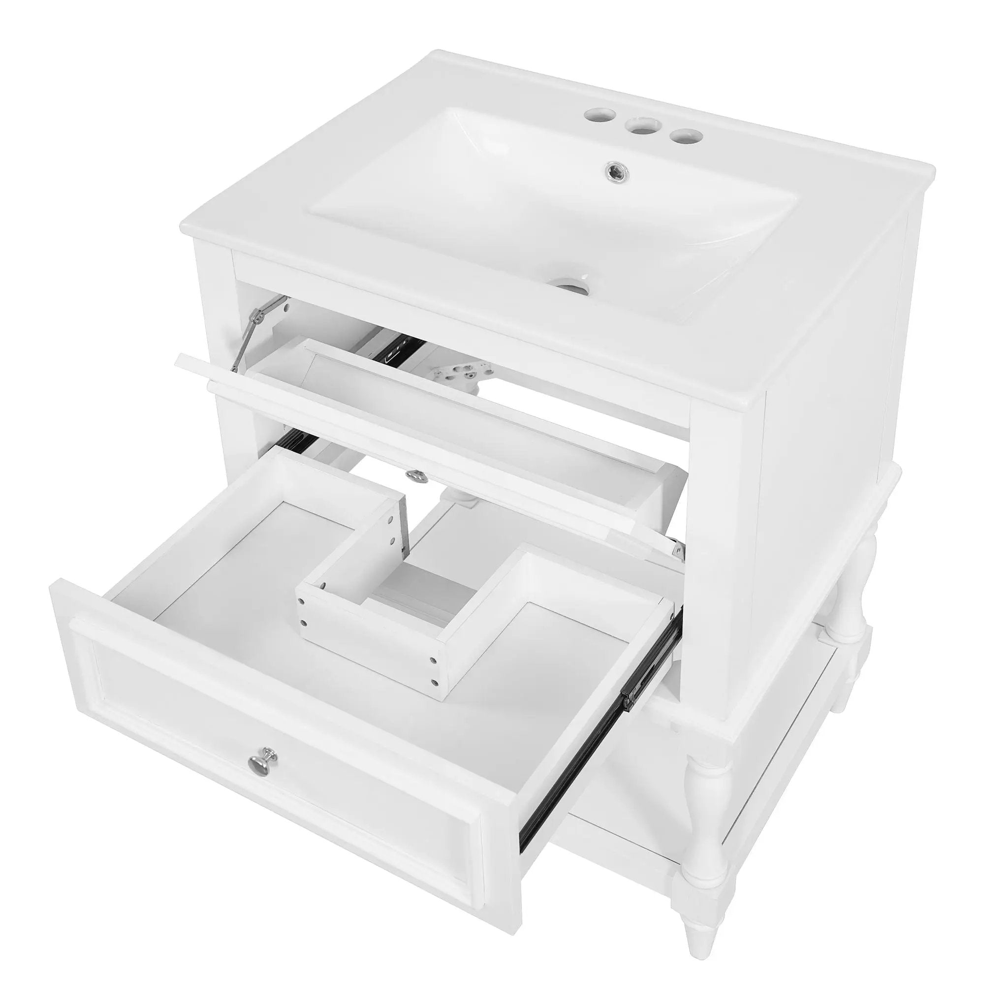 Bathroom Vanity With Sink, 2 Drawers Storage Cabinet, Open Shelf by Unique Piece Furniture