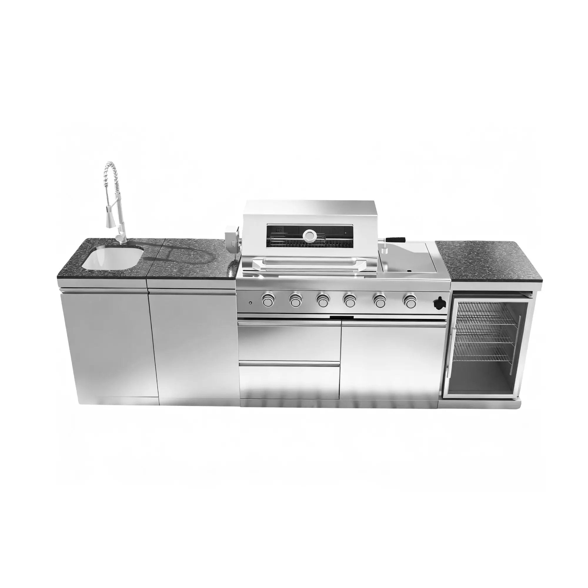 104" 4-Burner 72,000 BTU Silver Outdoor Kitchen Island Grill with Storage Cabinets & Drawers by Chery Industrial