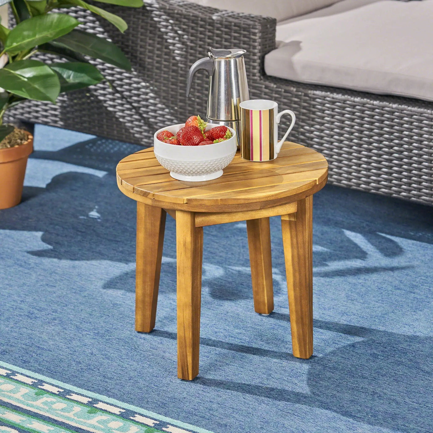 Outdoor Acacia Wood Side Table With Weather Resistance by HouseOfZazla