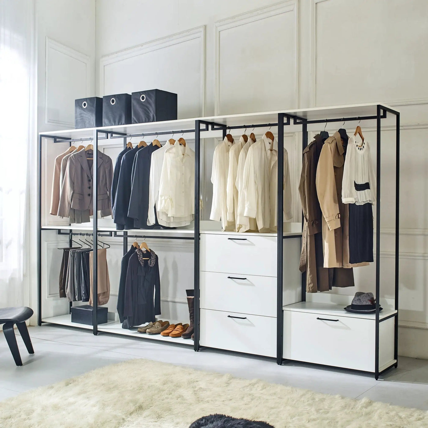 Fiona - Contemporary Wood And Metal Walk In Closet With Drawers by HouseOfZazla