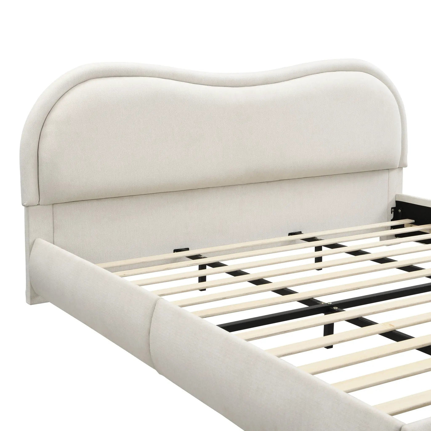 Upholstered Platform Bed Frame With Curved Headboard by HouseOfZazla
