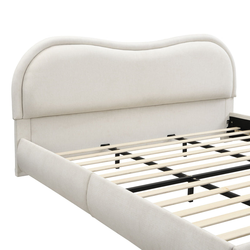 Upholstered Platform Bed Frame With Curved Headboard by HouseOfZazla