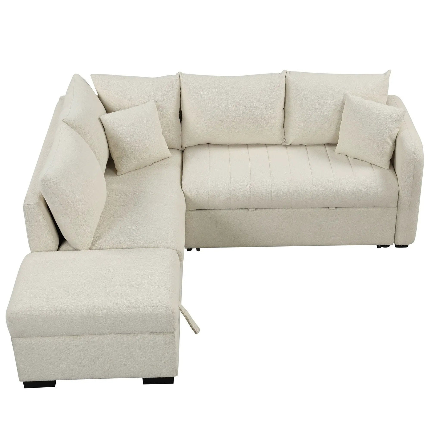 L-Shaped Sectional Pull Out Sofa Bed Sleeper Sofa With Two USB Ports, Two Power Sockets And A Movable Storage Ottoman by HouseOfZazla