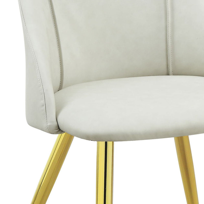 White Synthetic Leather Side Chair Set of 2 with Chrome Legs, photo 3 of 9