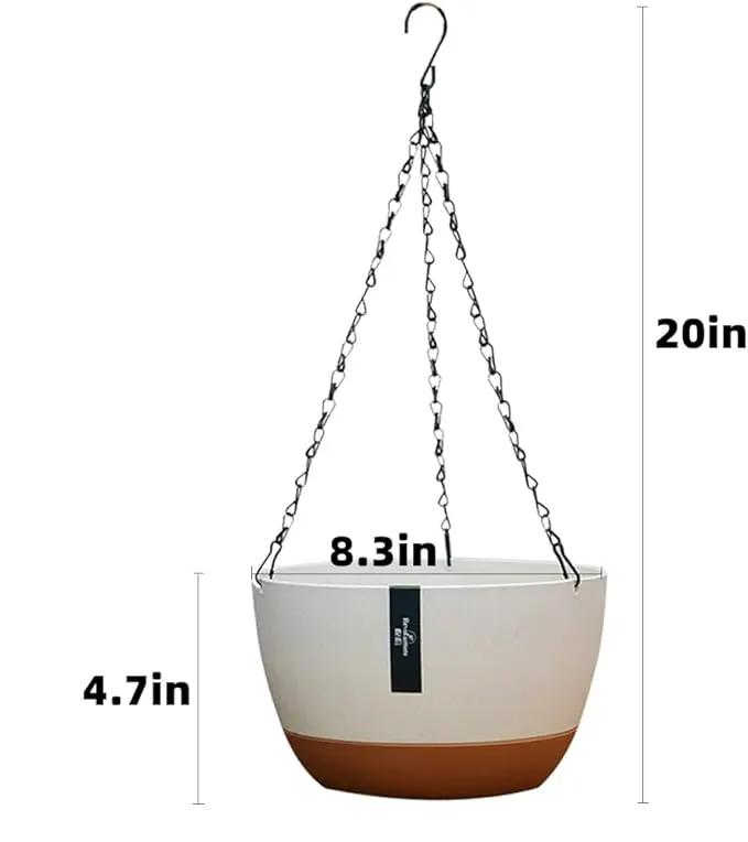 3 Pack Plastic Hanging Planters Set ,8.3 Inch Hanging Flower Plant Pot with Drainage Hole for Indoor Outdoor Plants, Round Hanging Basket with Removable tray for Home Garden Porch Balcony Patio Decor by GreenHaven Gardens