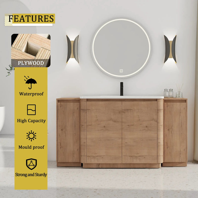 64'' Freestanding Bathroom Vanity with Ceramic Sink by HouseOfZazla