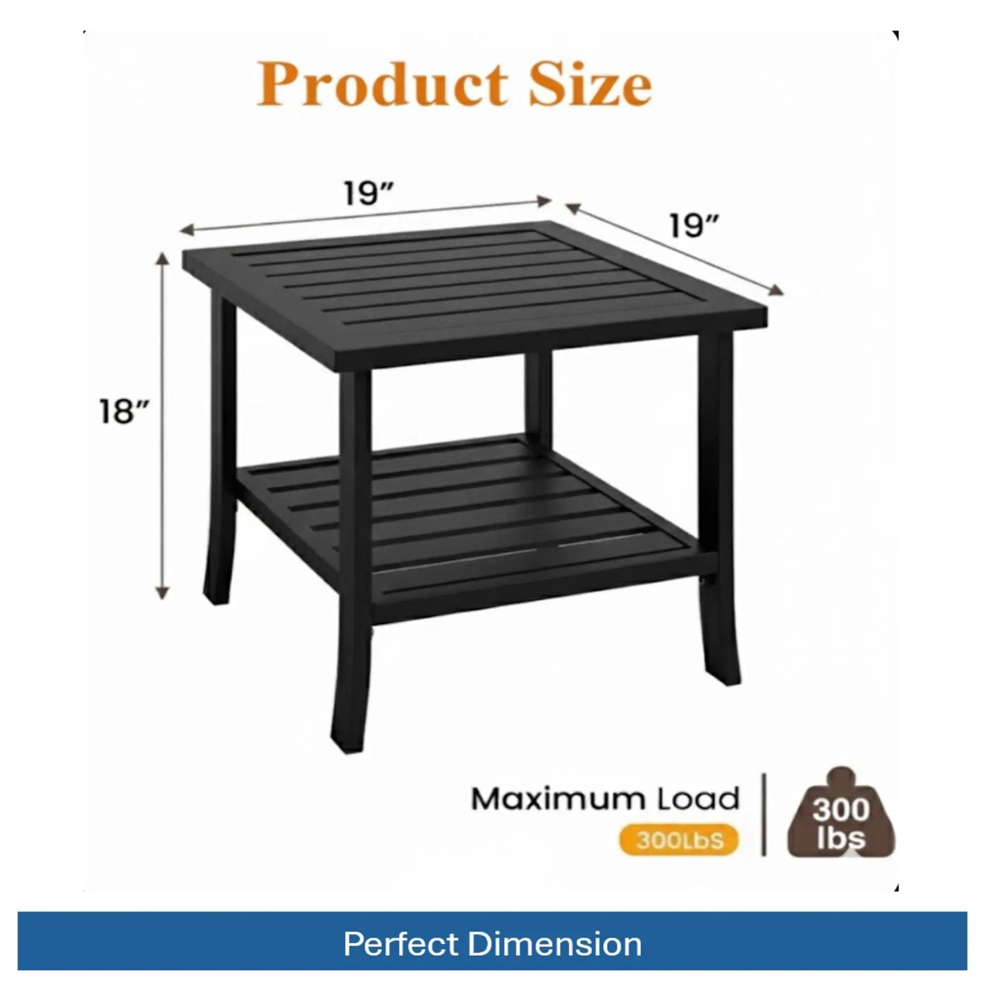 Square 2 Tier All-Weather Outdoor Side Table With Slatted Top by HouseOfZazla