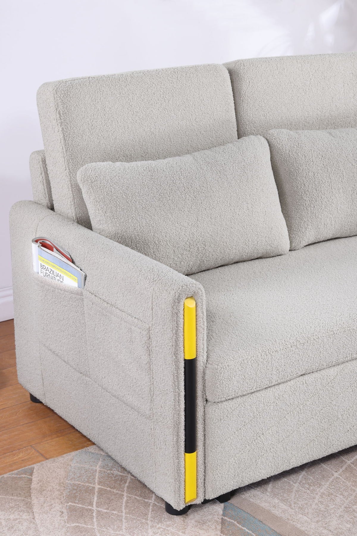 Beige Teddy Sleeper Loveseat with Dual-Pull Sleeper Design, photo 3 of 6