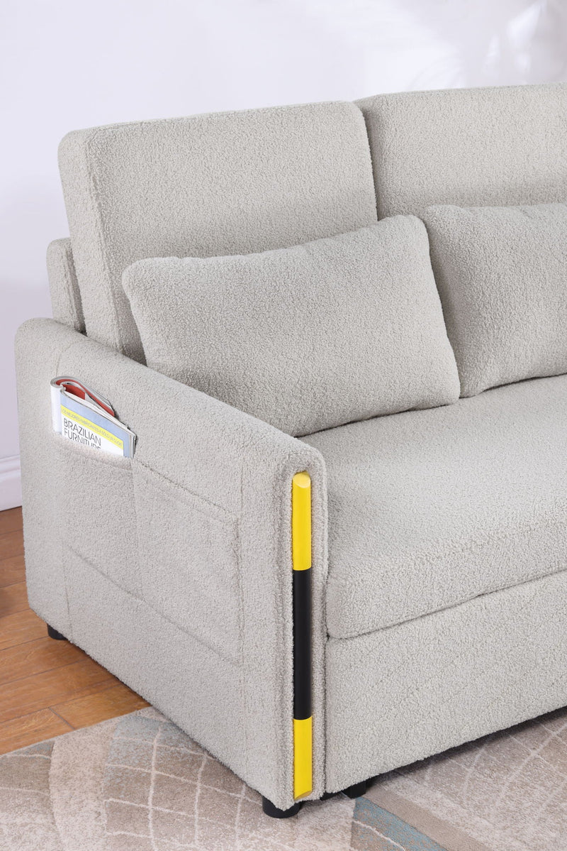 Beige Teddy Sleeper Loveseat with Dual-Pull Sleeper Design, photo 3 of 6
