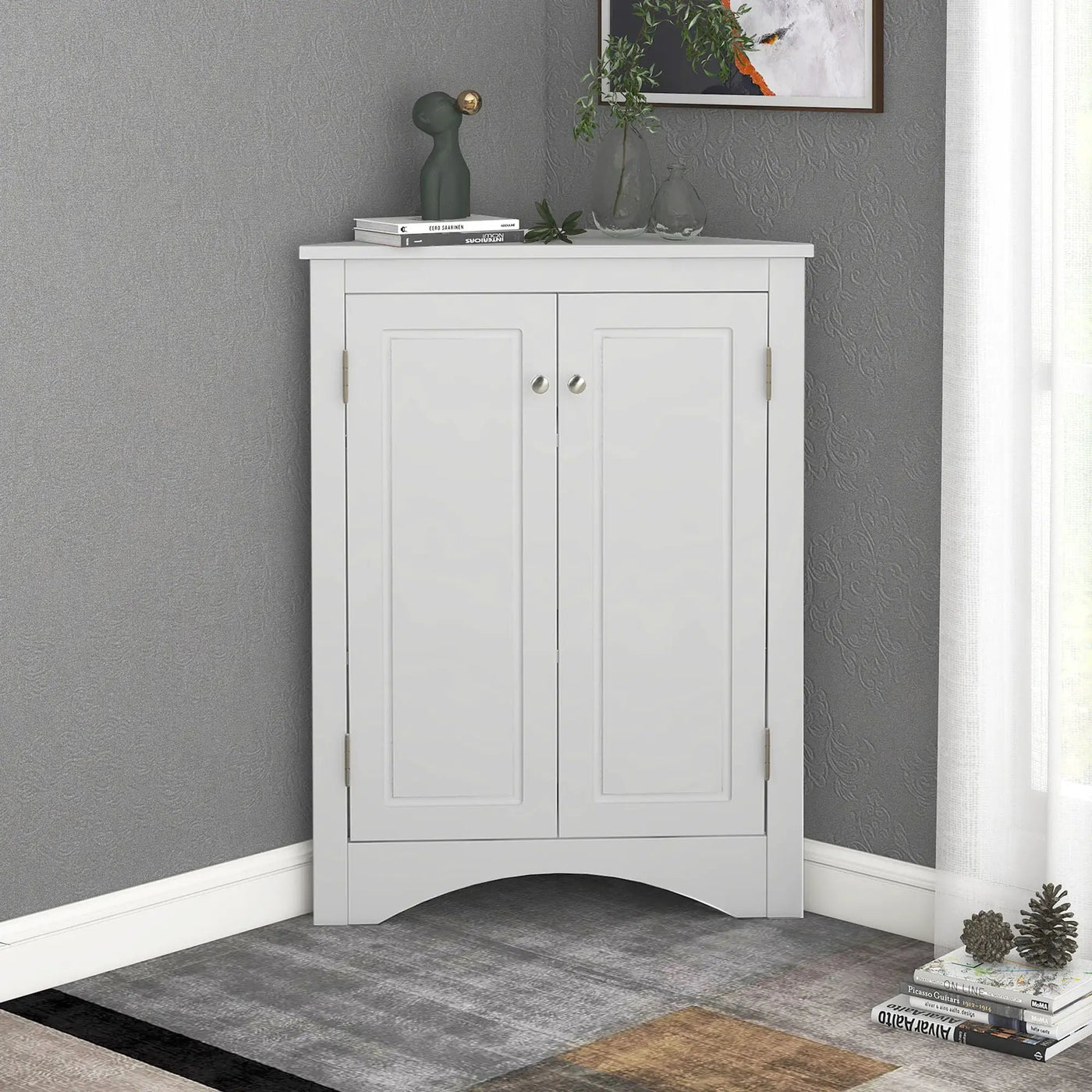 Triangle Bathroom Storage Cabinet With Adjustable Shelves, Freestanding Floor Cabinet For Home Kitchen by HouseOfZazla