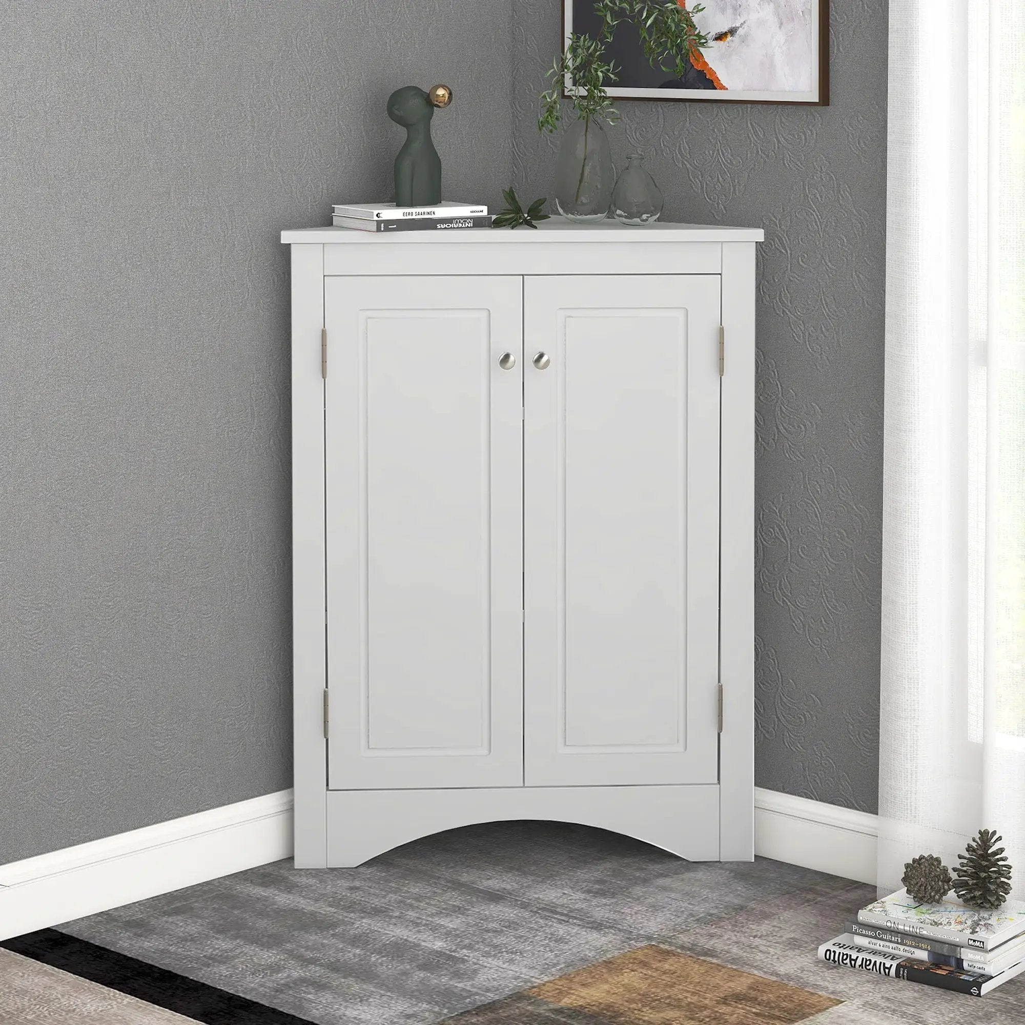 Triangle Bathroom Storage Cabinet With Adjustable Shelves, Freestanding Floor Cabinet For Home Kitchen by HouseOfZazla