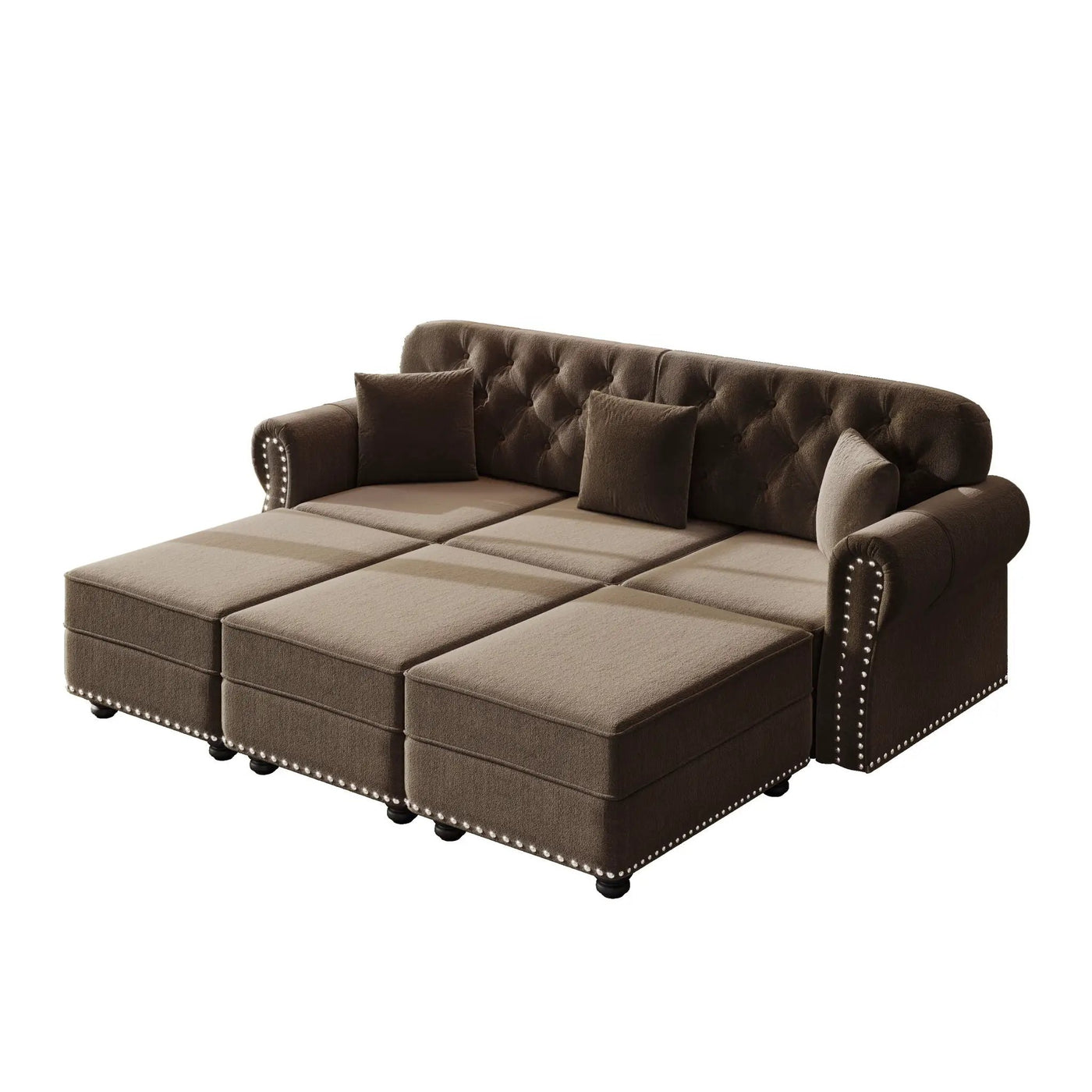 Upholstered Sofa Set With Nailhead Trim And Rolled Armrests, Includes Pillows by HouseOfZazla