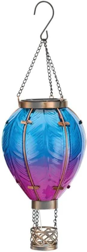 Regal Art & Gift Hot Air Balloon Solar Lantern – Hanging Solar-Powered LED Lights, Waterproof Portable Decorative Outdoor Lamp Made of Metal & Glass for Garden, Patios & Pathway – Blue (Small) by GreenHaven Gardens