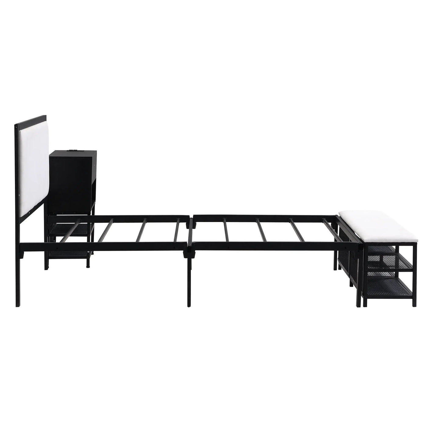 Platform Bed With 2 Tier Storage Shelves, Storage Cabinet by HouseOfZazla