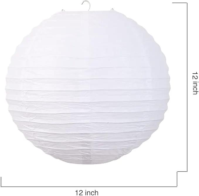 Chinese Style Paper Lanterns, Set of 12, Suitable for Party Decoration (White, 12in) by GreenHaven Gardens