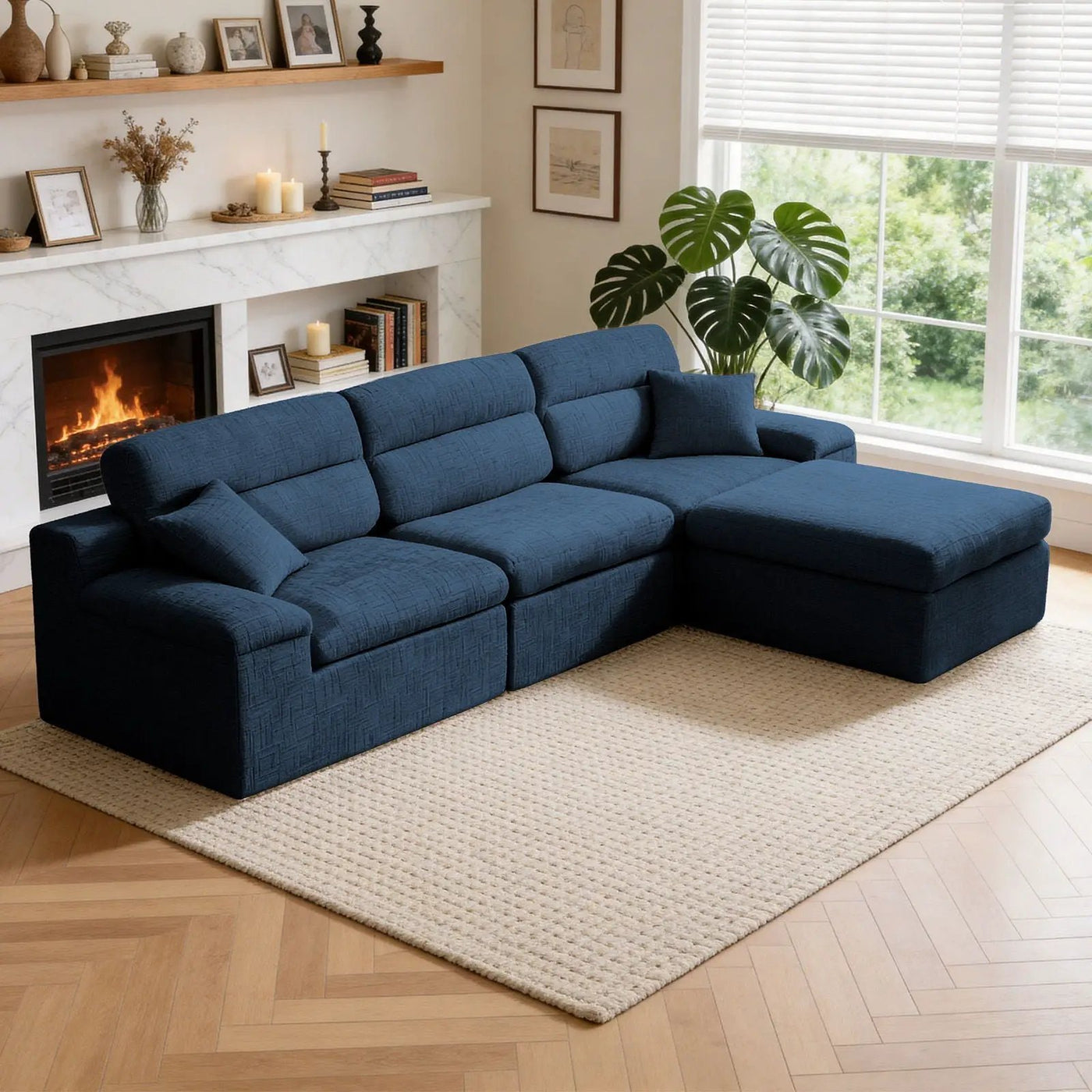 Corner Chaise Sofa With High Backrest by HouseOfZazla