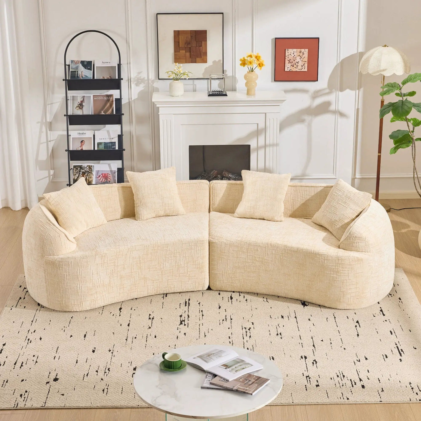 Curved Compressed Sofa, Nordic-Style Design For Living Room by HouseOfZazla