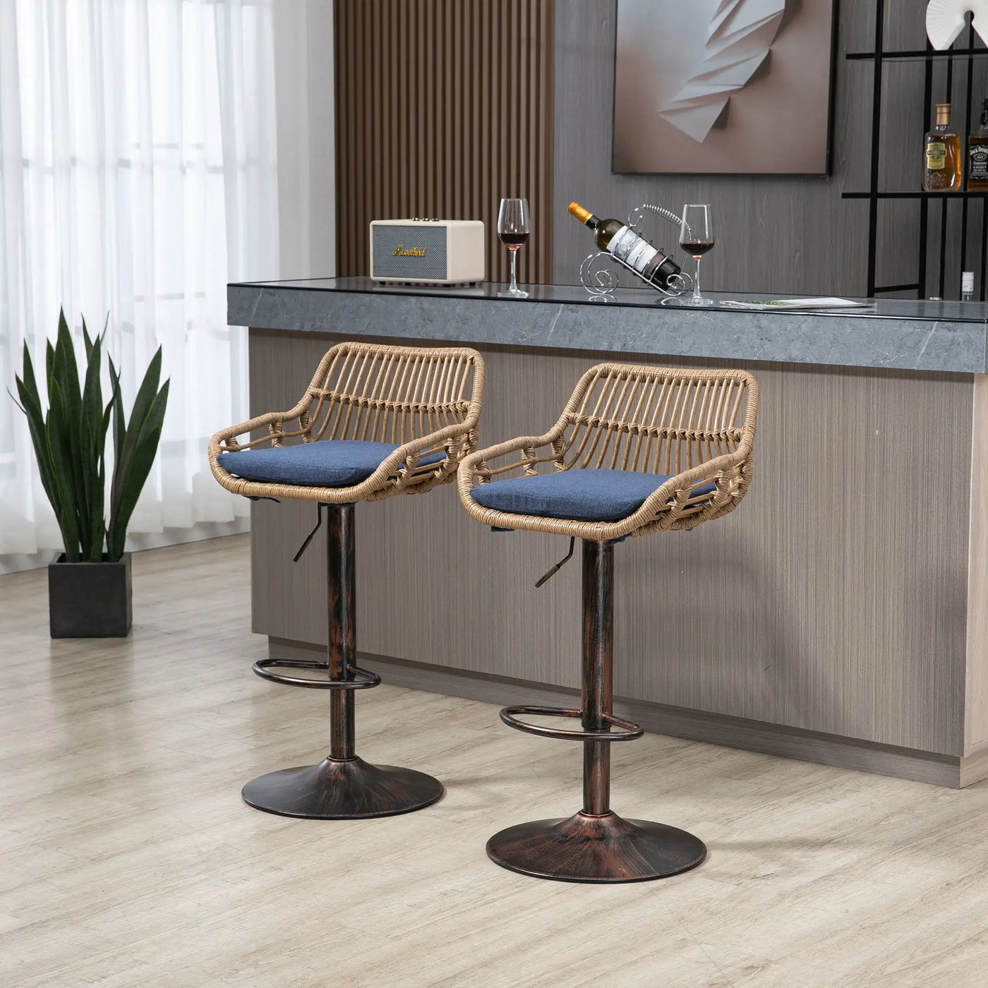Modern Swivel Bar Stools Adjustable Counter Chairs With Footrest (Set of 2) by HouseOfZazla