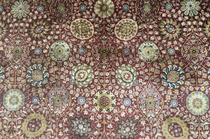 Palace Size Pak Persian Rug 12x15, Brick Red, Allover Pattern, Handmade Oversized Wool Oriental Carpet, Large Area Rug, Fine 225 KPSI by Jewel Rugs