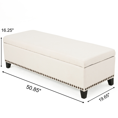 Tufted Storage Ottoman with Nailhead Trim - Fabric Storage Bench, photo 10 of 11
