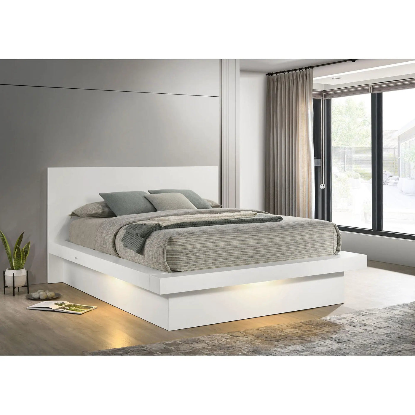 Tokyo - LED Panel Bed With Structured Headboard by HouseOfZazla