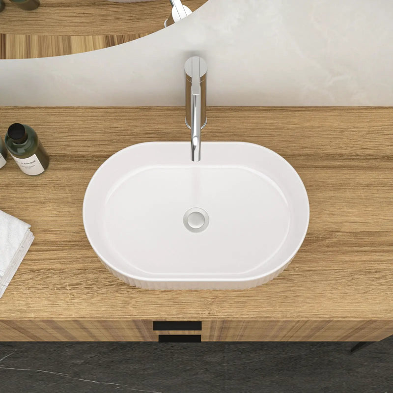 Vessel Oval Bathroom Sink - White by HouseOfZazla