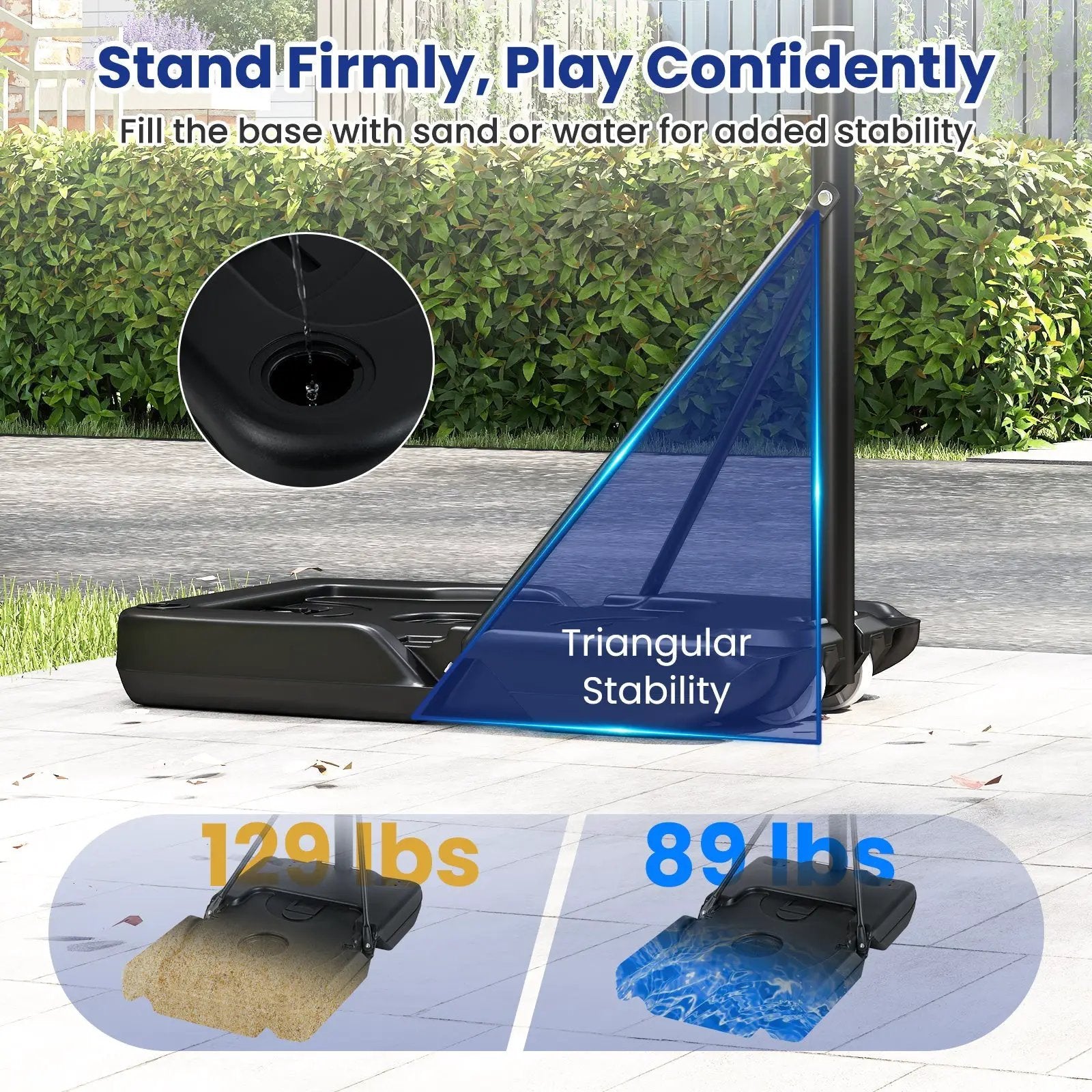 3.3-10 Feet Portable Basketball Hoop Adjustable with Base and Wheels by DirectDeals