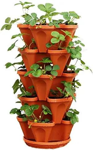 Mr. Stacky 5-Tier Strawberry Planter Pot, 5 Pots by GreenHaven Gardens