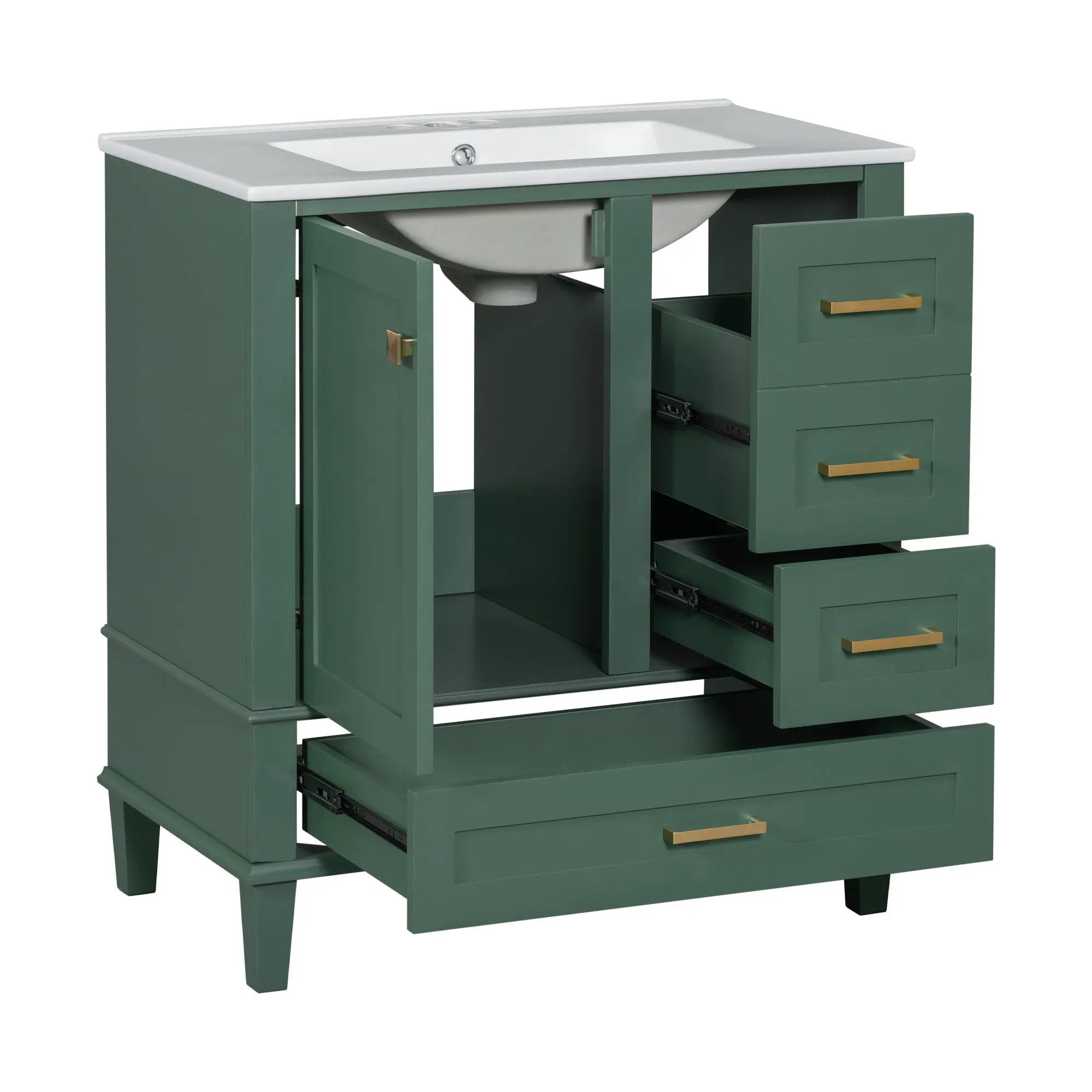 Bathroom Vanity, Modern Bathroom Cabinet With Sink Combo Set, Bathroom Storage Cabinet With A Soft Closing Door And 3 Drawers, Solid Wood Frame by HouseOfZazla