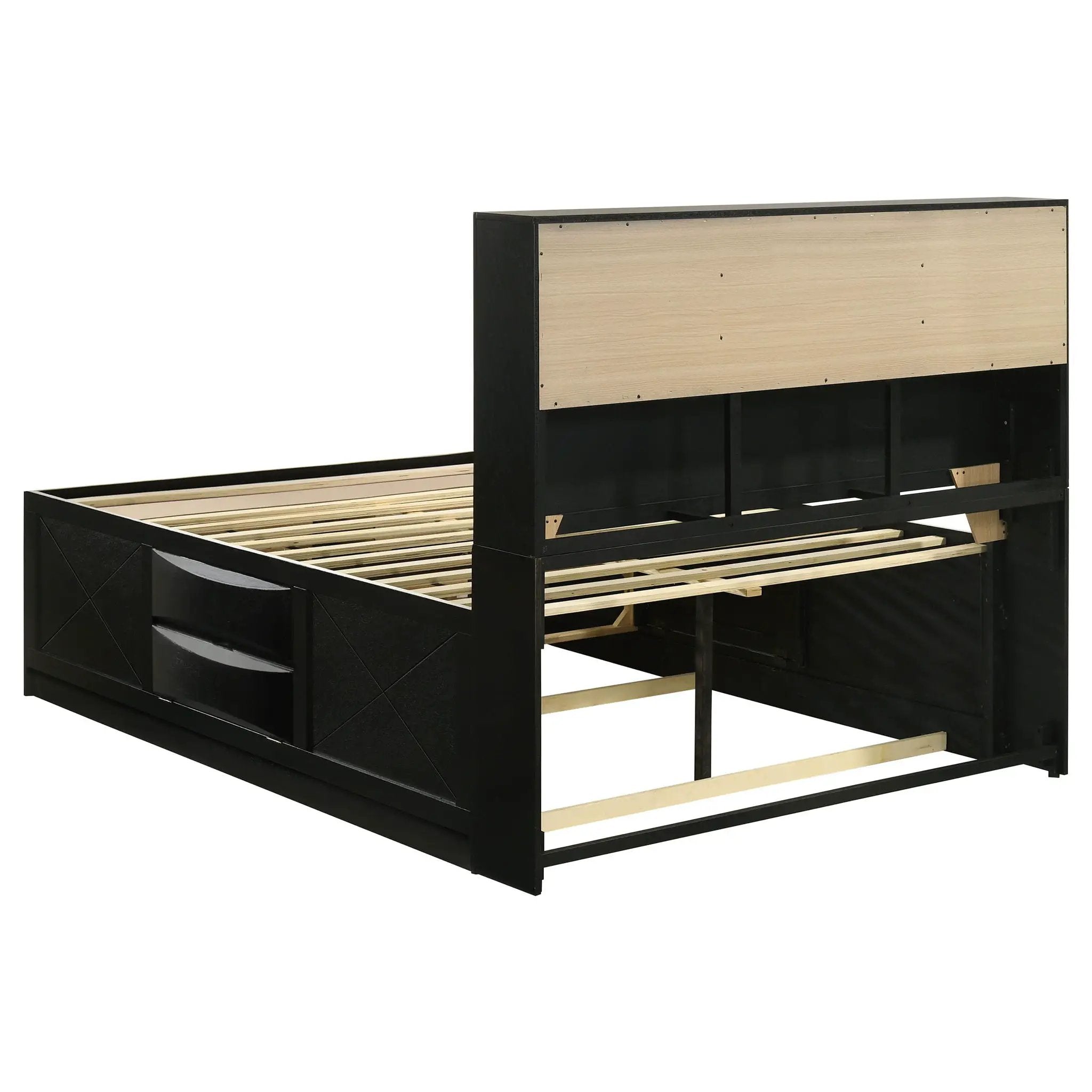 Briana Wood Queen Storage Bookcase Bed Black by Unique Piece Furniture