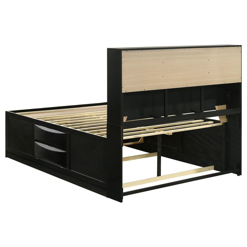 Briana Wood Queen Storage Bookcase Bed Black by Unique Piece Furniture