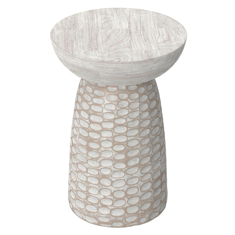White Wash Accent Table with Sculptural Design - Boyd, photo 3 of 6