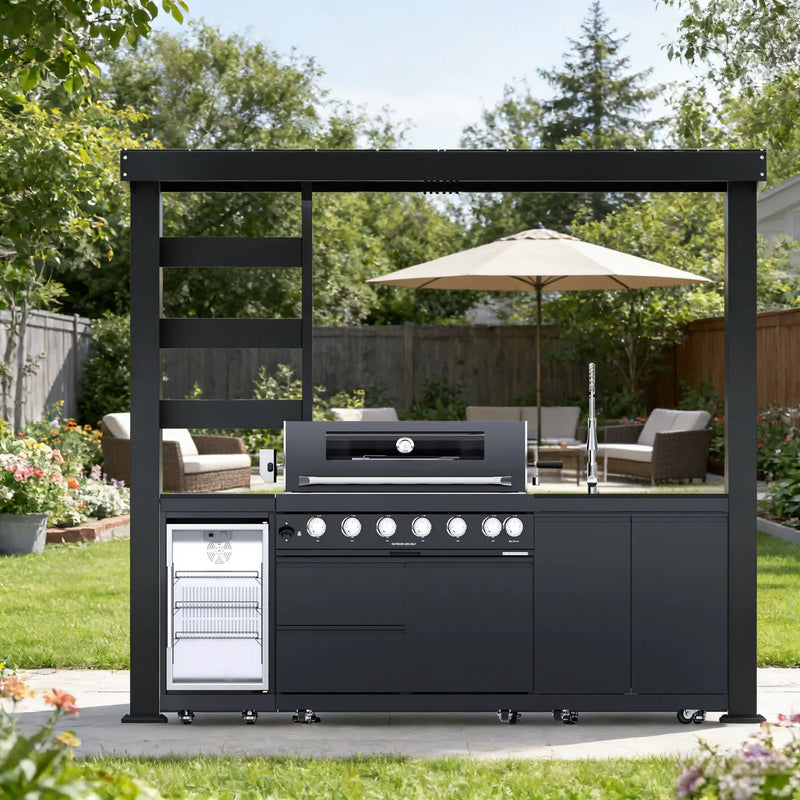 108-Inch 6-Burner Deluxe Outdoor Kitchen Grill by HouseOfZazla