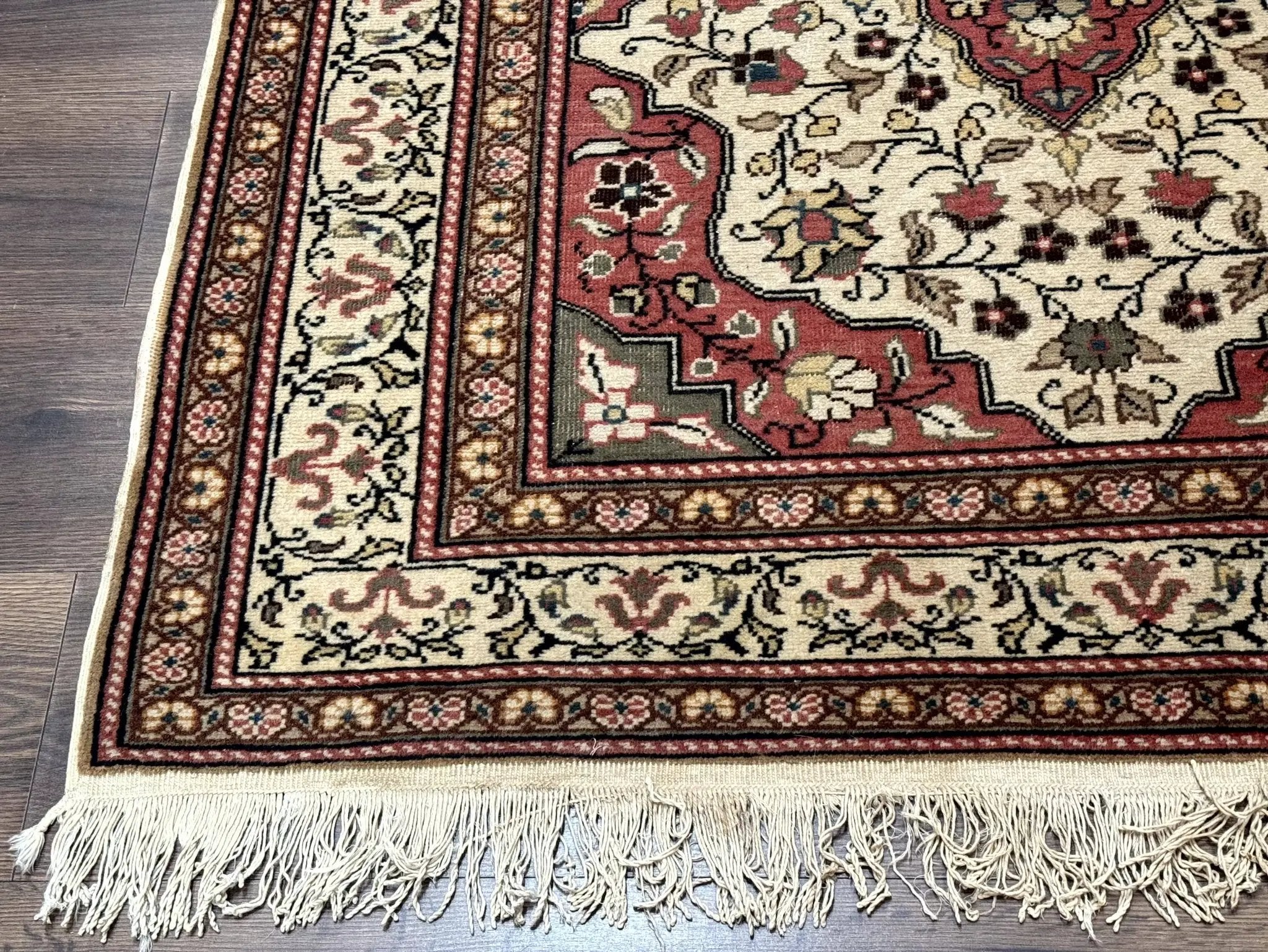 Turkish Sivas Rug 4x6, Floral Medallion, Beige Pink-Red Green, Handmade by Jewel Rugs