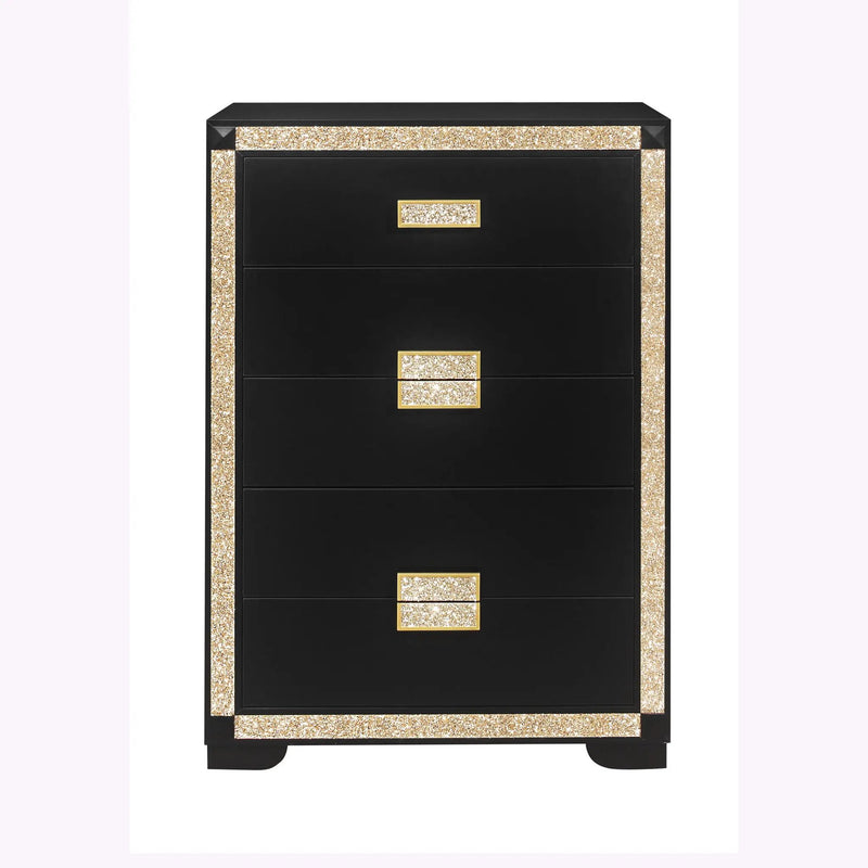 Lively - Chest With Glitter Detail And Thick Bar Handle Hardware - Black by HouseOfZazla