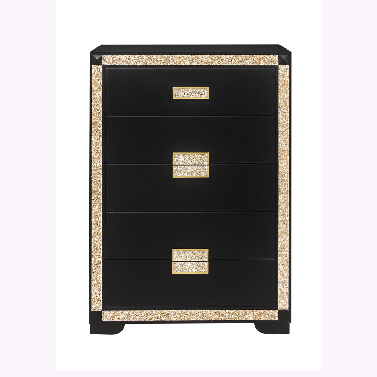 Lively Chest With Glitter Detail And Thick Bar Handle Hardware - Black