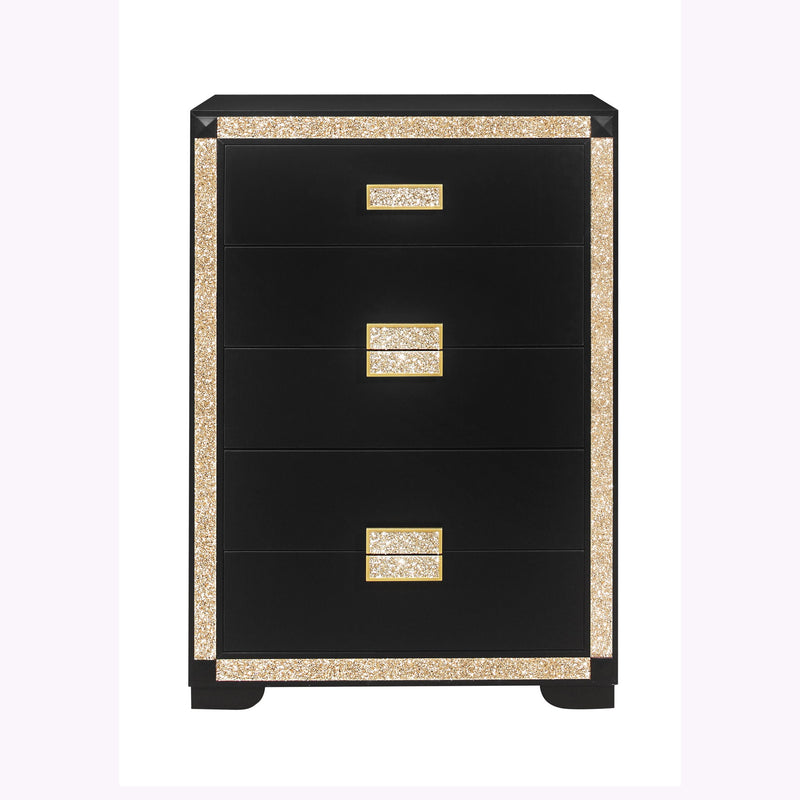 Lively Chest With Glitter Detail And Thick Bar Handle Hardware - Black