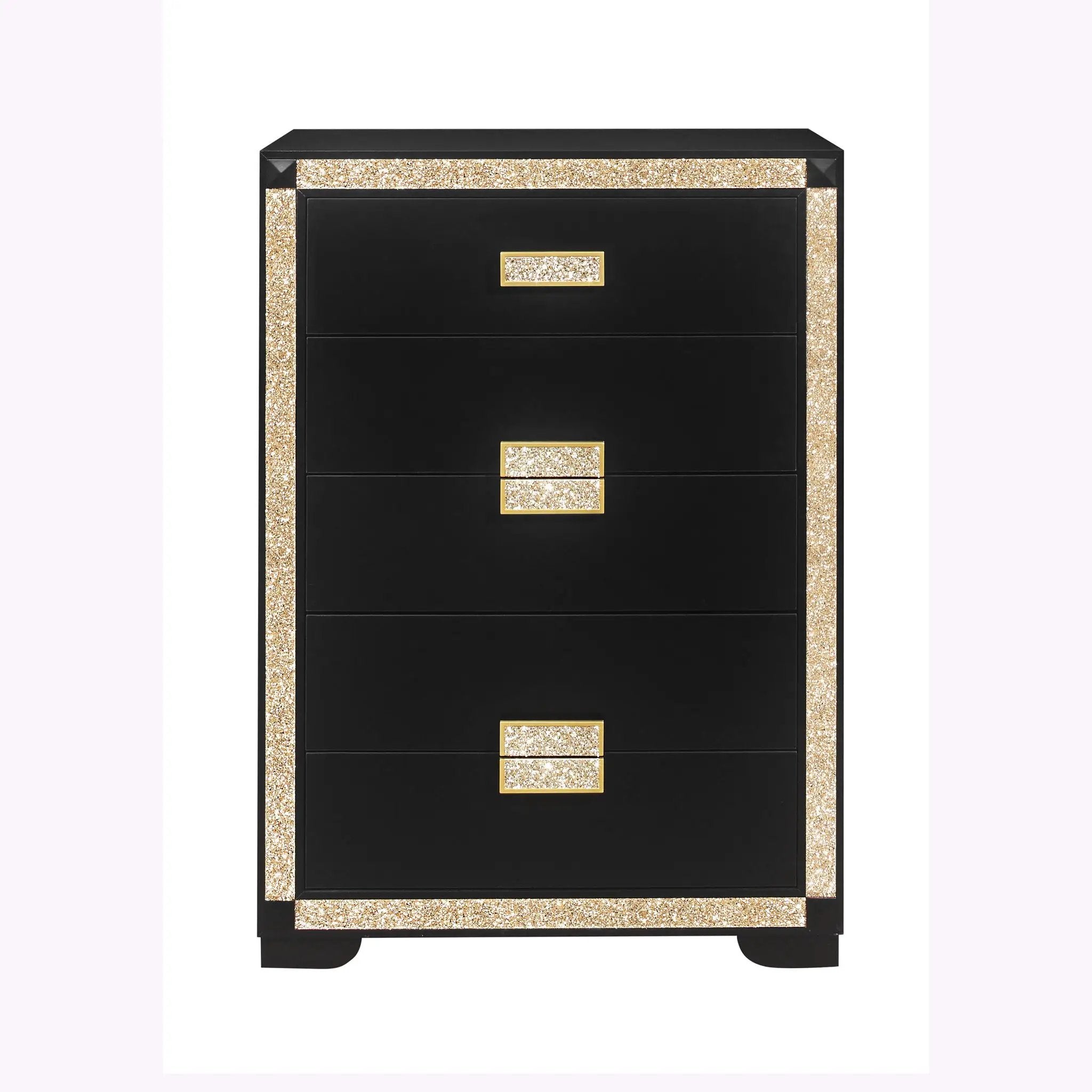 Lively - Chest With Glitter Detail And Thick Bar Handle Hardware - Black by Unique Piece Furniture