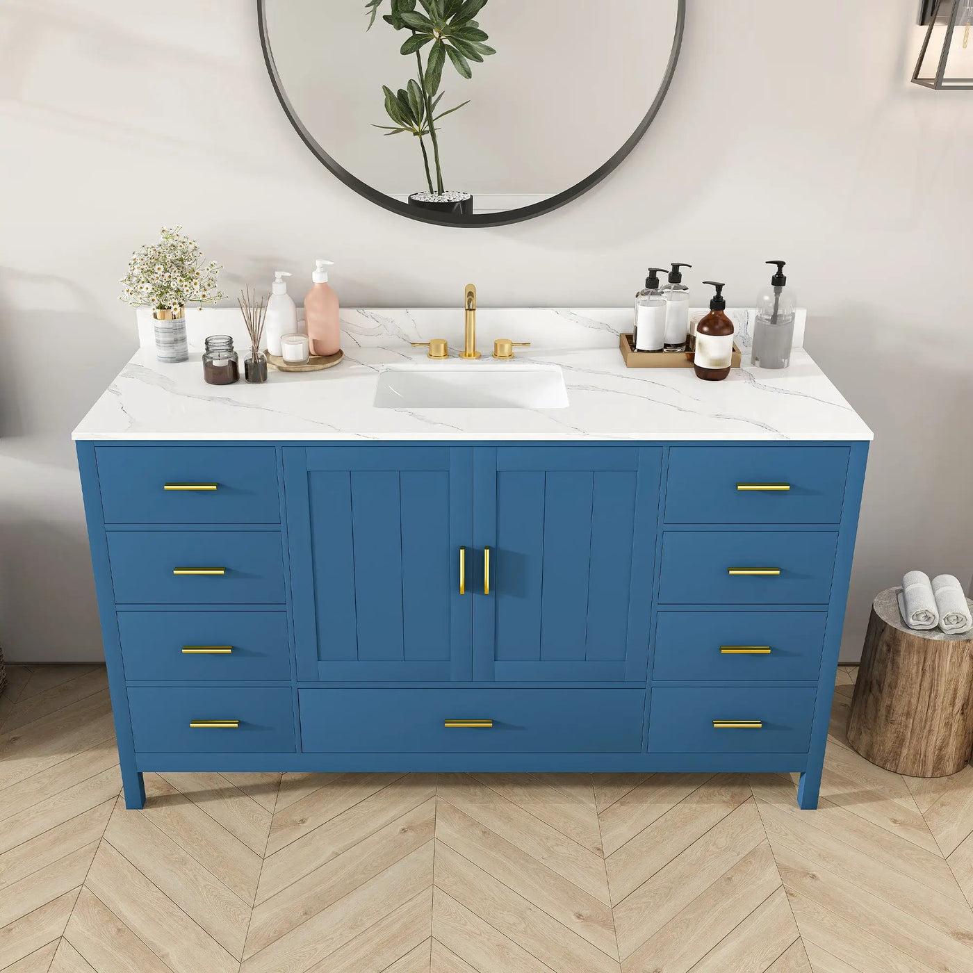 60" Modern Solid Wood Bathroom Vanity with Sink by HouseOfZazla